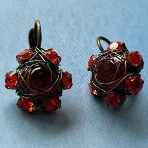 KONPLOTT By Miranda Konstantinidou Red Crystal, Leverback Earrings